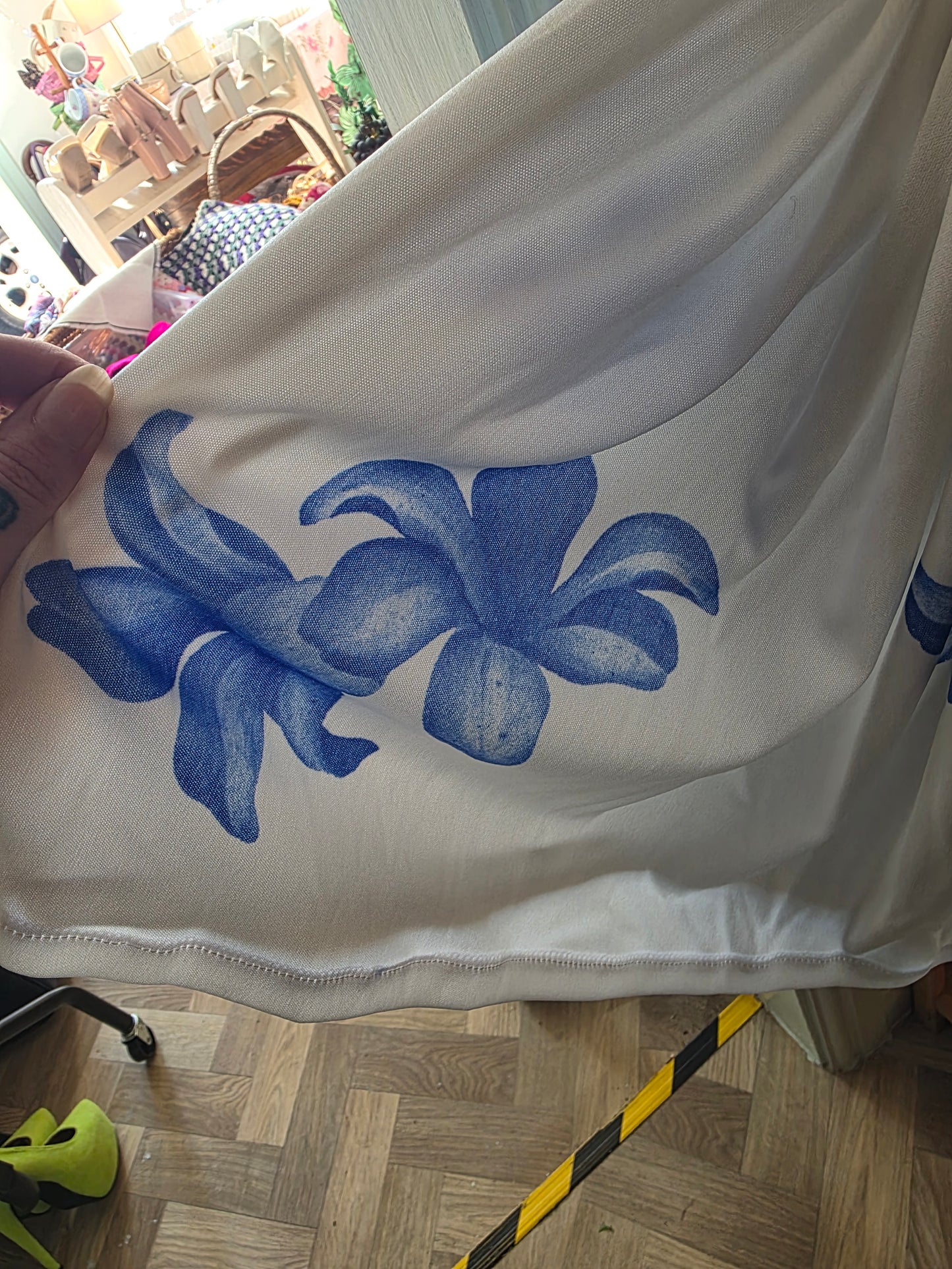 Blue Floral Gathered Skirt — Upcycled Vintage