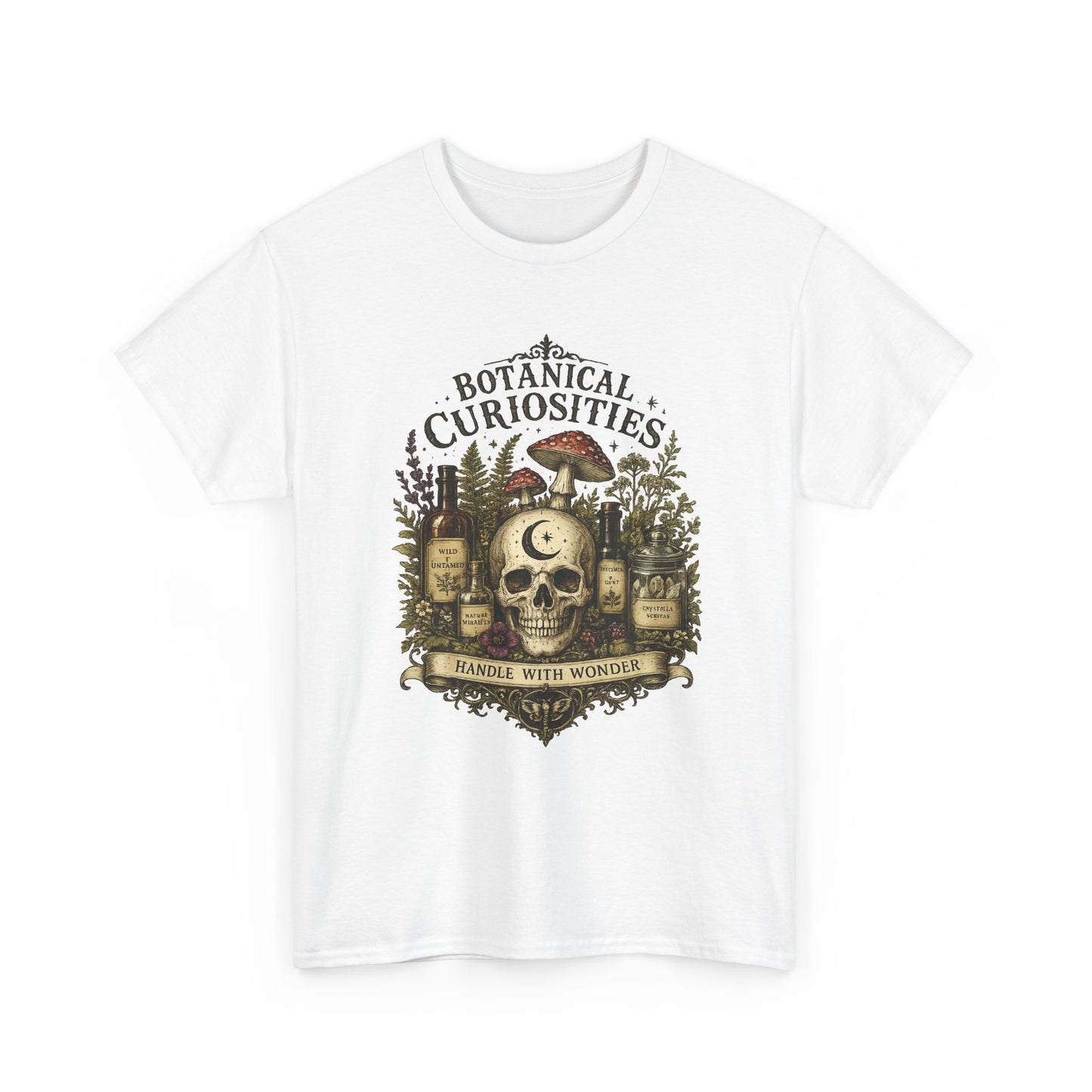 Botanical Curiosities Skull Tee – Vintage Apothecary Nature Graphic T-Shirt