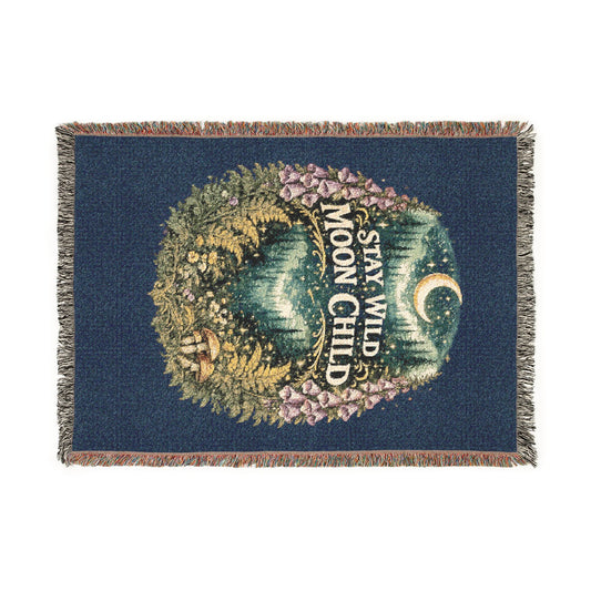 Woven Blanket — Stay Wild Moon Child Boho Tapestry Throw