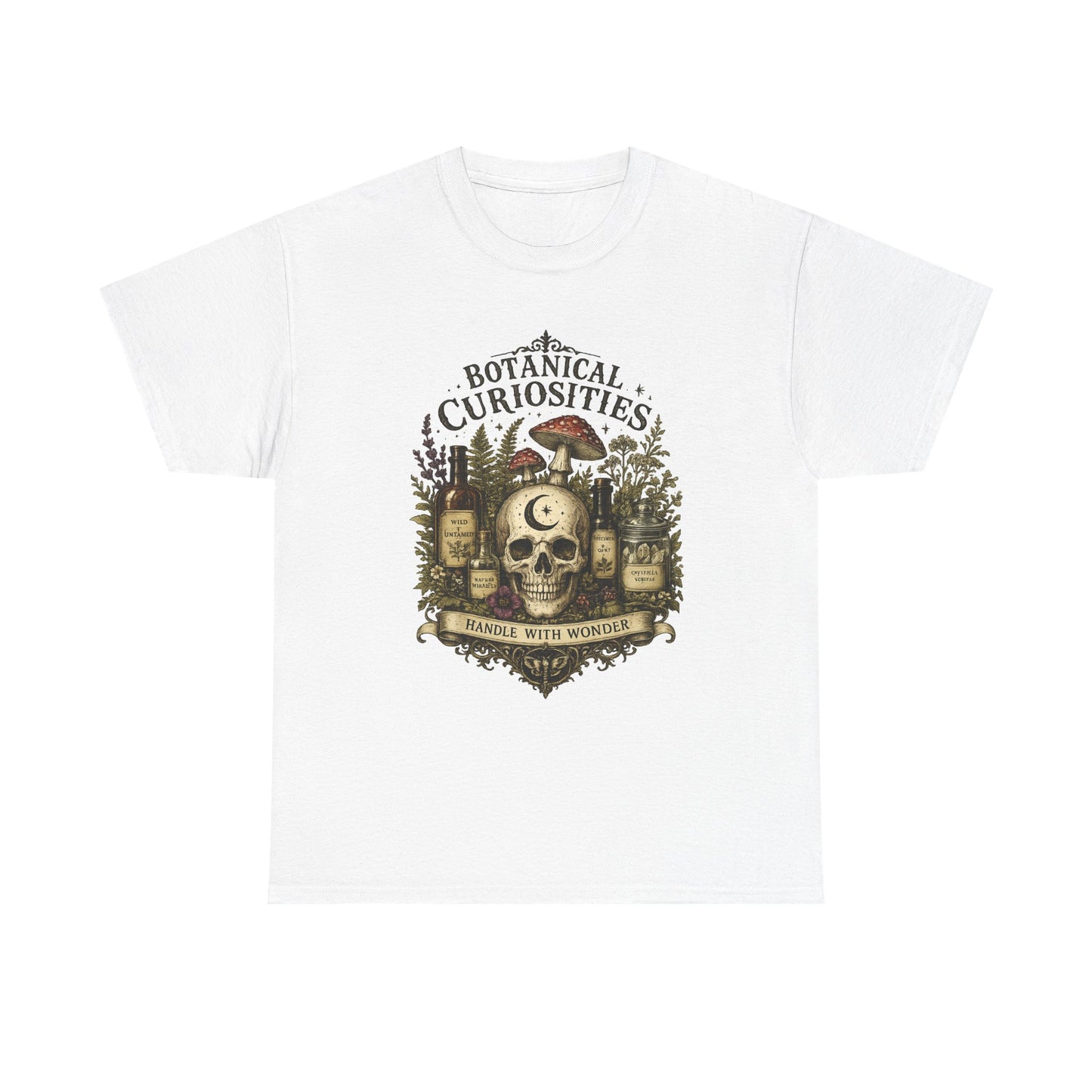 Botanical Curiosities Skull Tee – Vintage Apothecary Nature Graphic T-Shirt