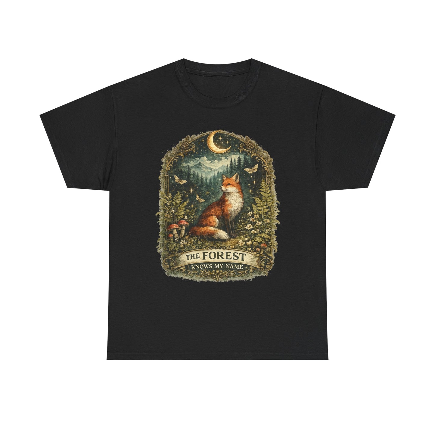 Forest Fox T‑Shirt — "The Forest Knows My Name" Vintage Nature Tee