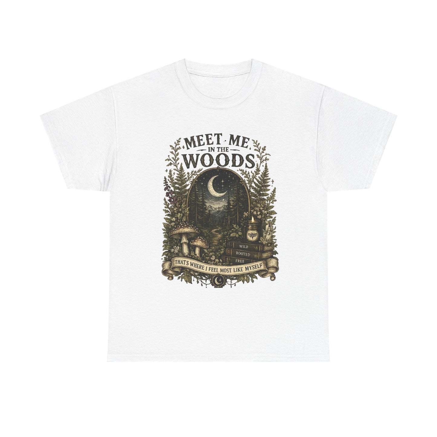 Meet Me in the Woods T-Shirt — Moonlit Forest Graphic Tee