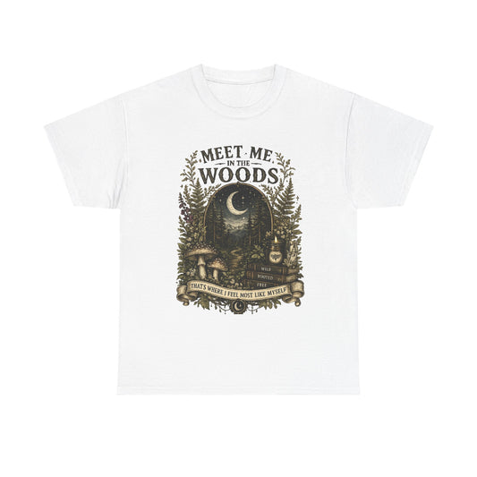Meet Me in the Woods T-Shirt — Moonlit Forest Graphic Tee