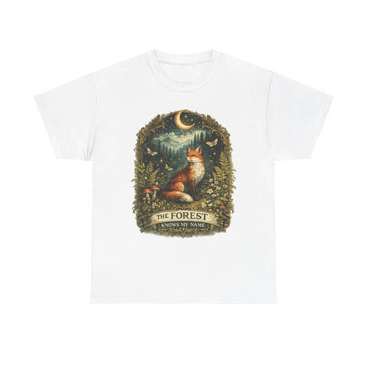 Forest Fox T‑Shirt — "The Forest Knows My Name" Vintage Nature Tee