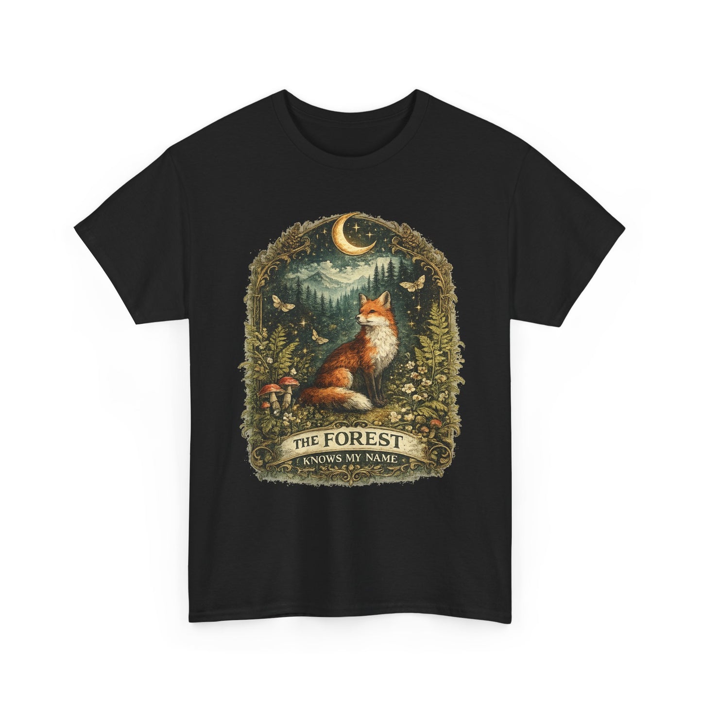 Forest Fox T‑Shirt — "The Forest Knows My Name" Vintage Nature Tee