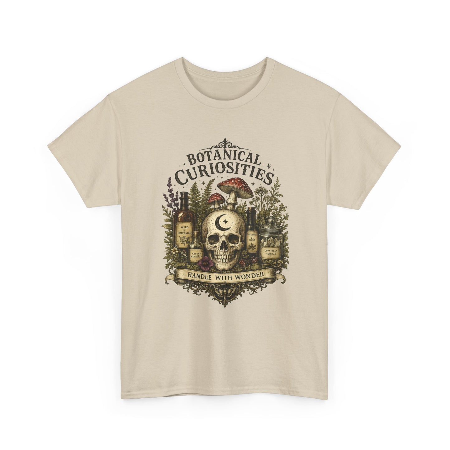 Botanical Curiosities Skull Tee – Vintage Apothecary Nature Graphic T-Shirt