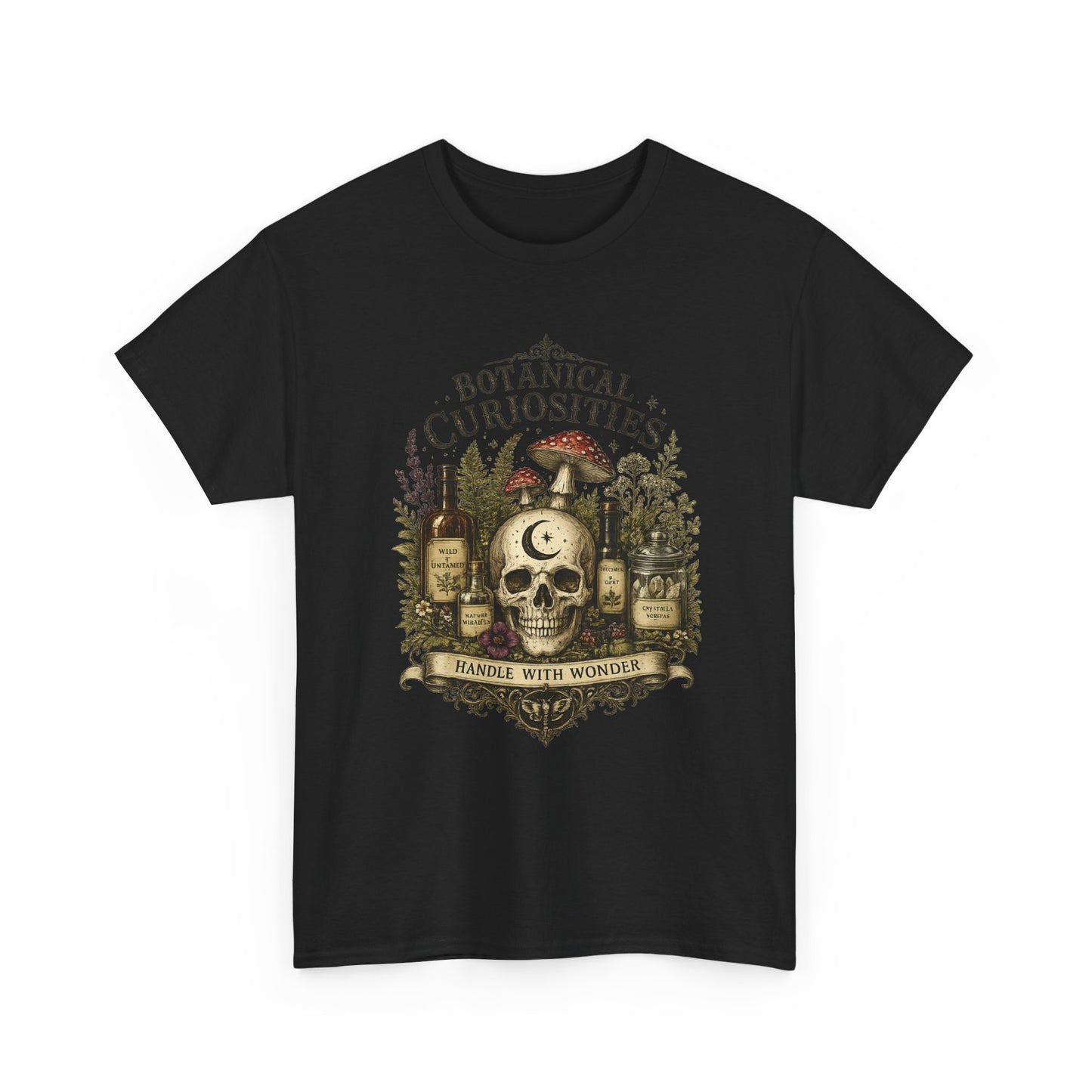 Botanical Curiosities Skull Tee – Vintage Apothecary Nature Graphic T-Shirt
