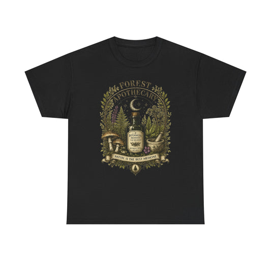 Forest Apothecary T-Shirt — Vintage Herbal Potion Tee (“Nature is the Best Medicine”)