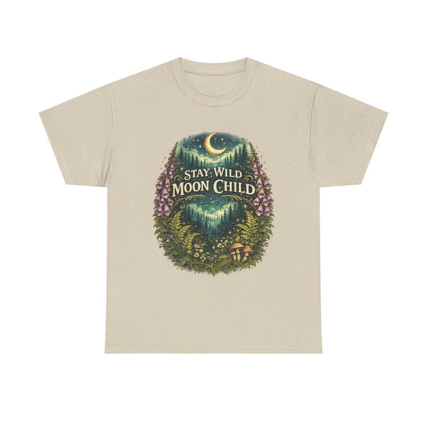 Moon Child Tee — "Stay Wild Moon Child" Forest Moonlight Graphic T‑Shirt