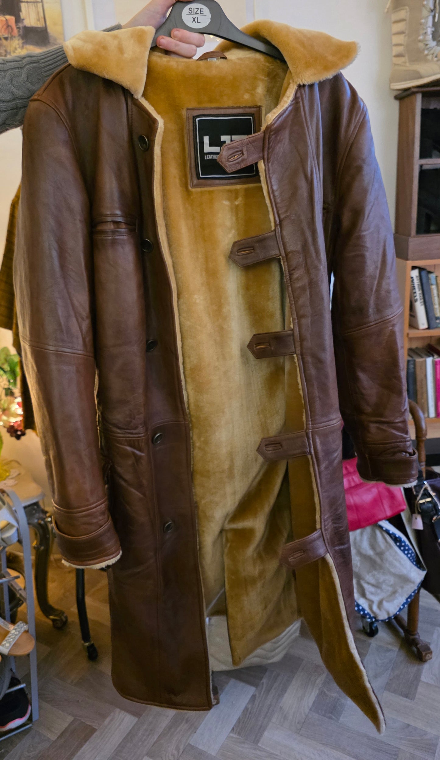 Vintage Real Leather Coat — Size XL
