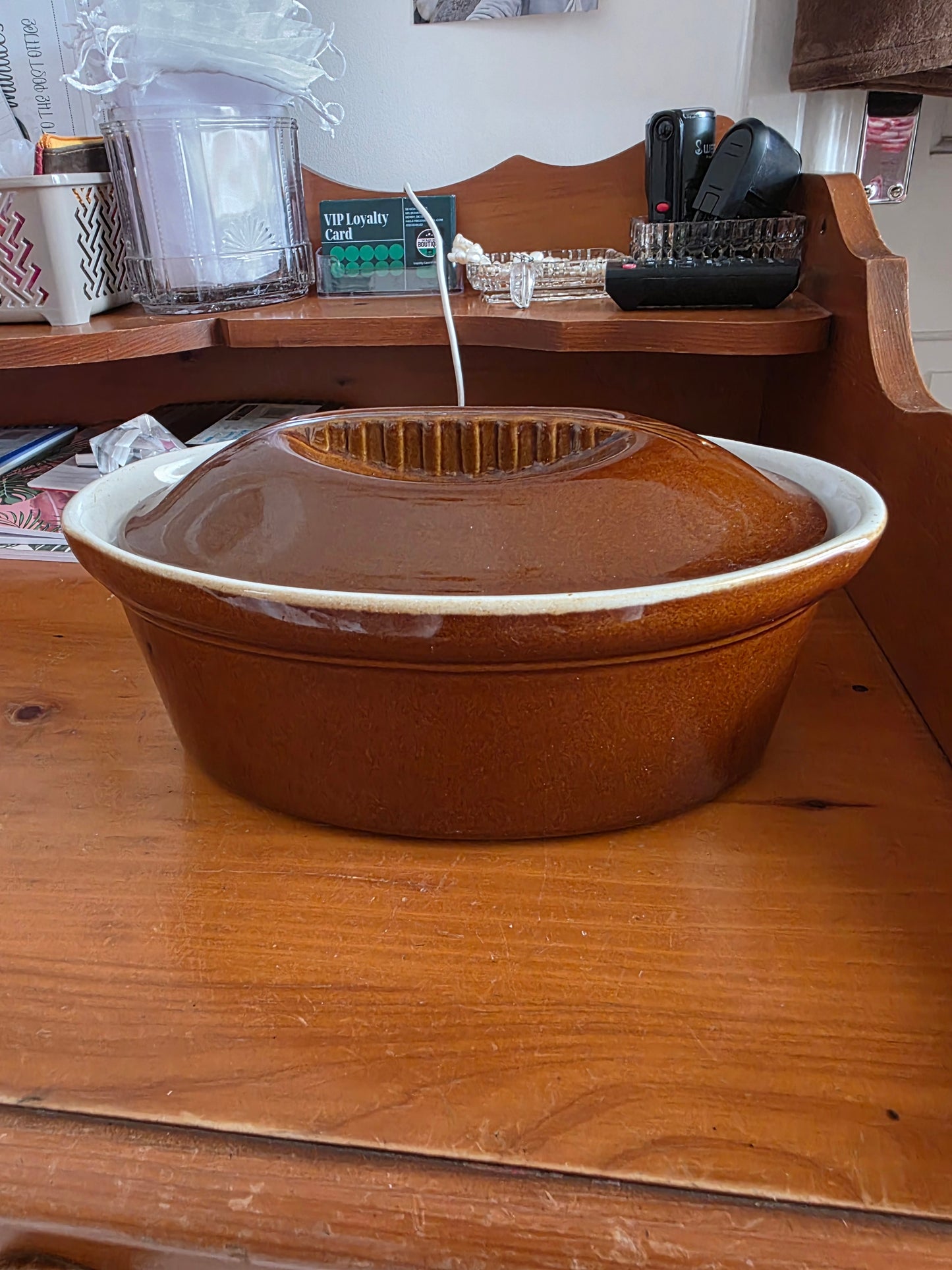 Vintage French La Bourguignonne Oval Casserole Dish — 1950s Brown Glaze
