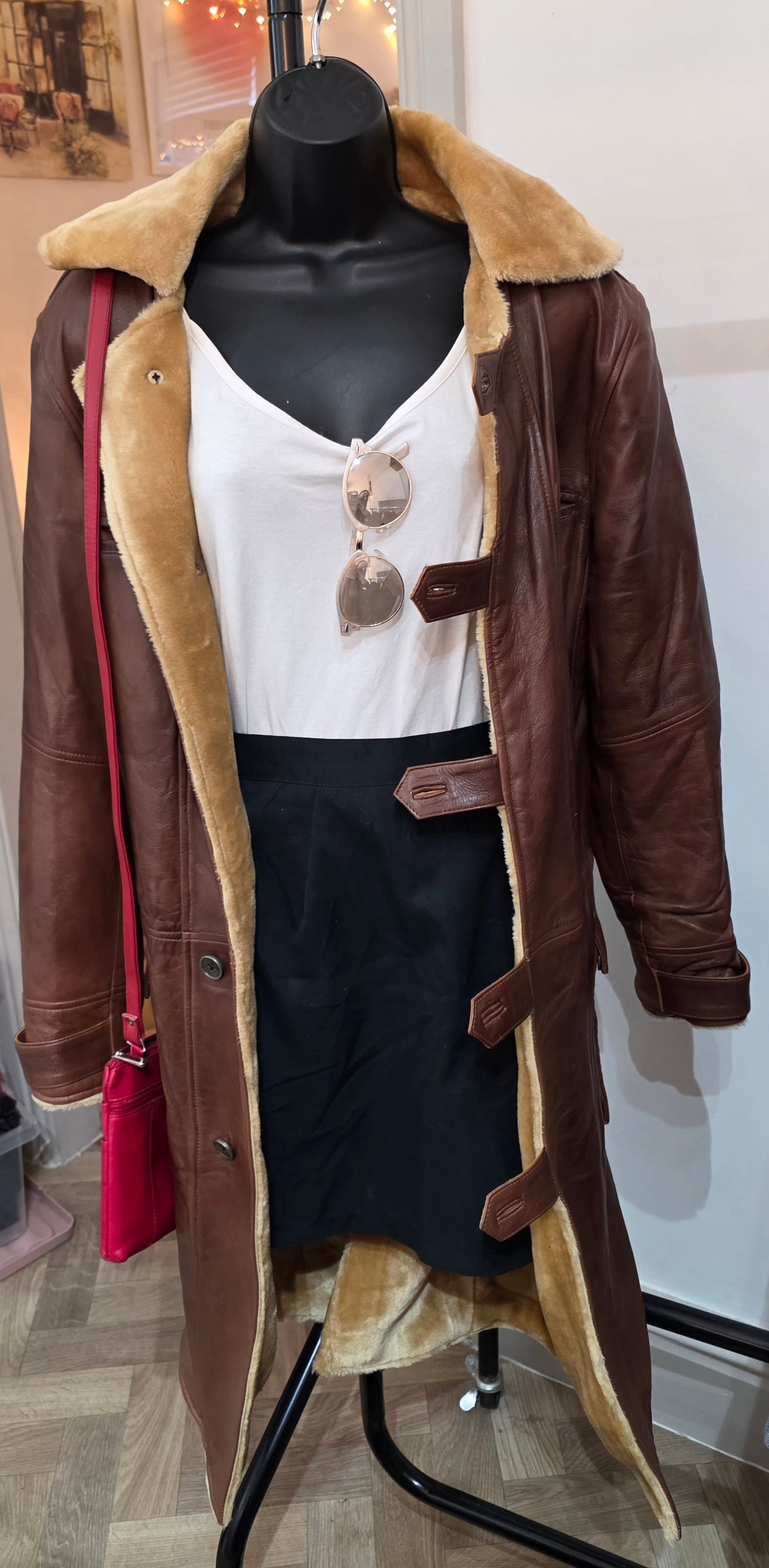 Vintage Real Leather Coat — Size XL
